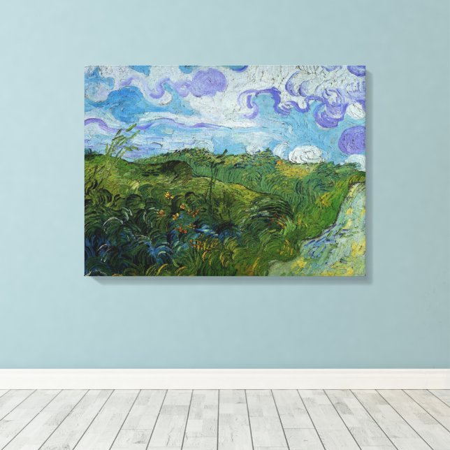 Lienzo Campos de trigo verdes de Vincent van Gogh (Insitu (piso de madera))