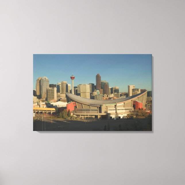 Lienzo Canadá, Alberta, Calgary: horizonte de la ciudad d (Anverso)