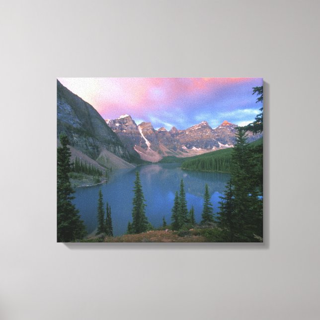 Lienzo Canadá, Alberta, Lago Moraine al amanecer, Banff (Anverso)