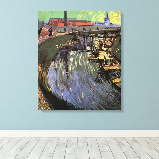 Lienzo Canal con mujeres lavadas por Vincent van Gogh (Insitu (piso de madera))