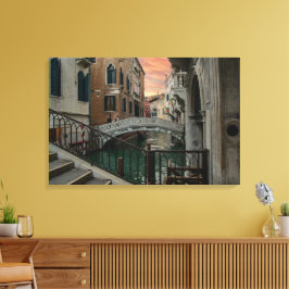 Lienzo Canal y Puente del Atardecer de Venecia – Romántic