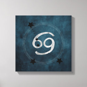 Lienzo Cancer the Crab teal silver zodiac constellation