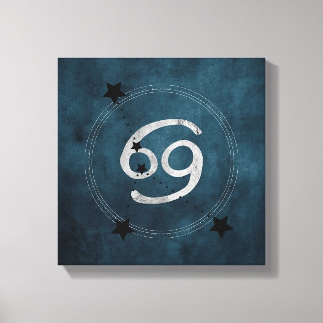 Lienzo Cancer the Crab teal silver zodiac constellation (Anverso)