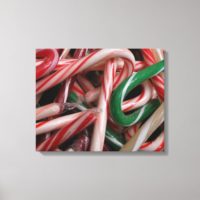 Lienzo Candy Canes Navidades vacaciones Verde Blanco y Ro (Anverso)