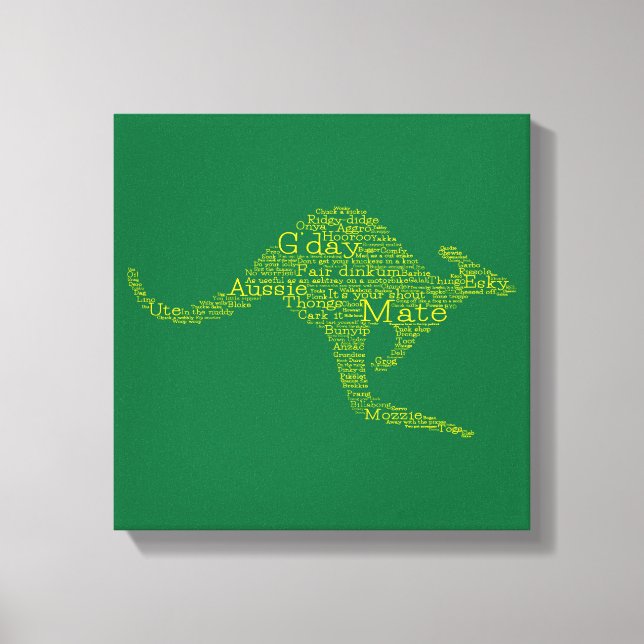 Lienzo Canguro hecho de jerga australiana (Anverso)