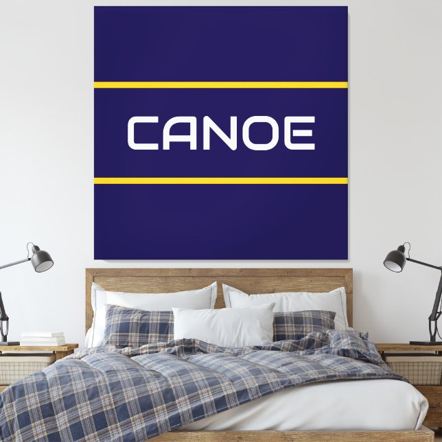 Lienzo CANOA Texto Blanco Elegante Franjas Naranja Azul M (Insitu(Dormitorio))