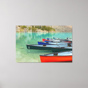 Lienzo Canoas coloridas en el lago Turquesa Moraine