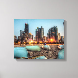 Lienzo Canoas en la playa de Oak Street un poco después d