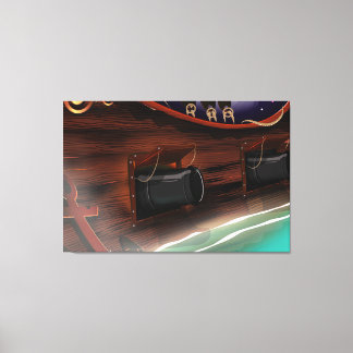 Lienzo Cañón de barco de vela de madera