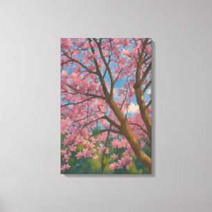 Lienzo Canopy de primavera - Pintura de árbol de flores y