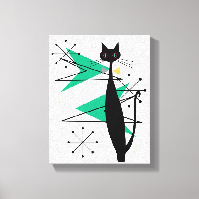 Lienzo Canto de gato Guay MCM de la era atómica retro (Anverso)