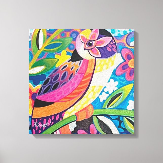 Lienzo Canto de pájaros floreciente (Anverso)