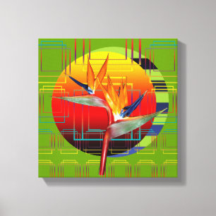 Lienzo Canvas 12 x12 Ave de Paraíso Geométrico Atardecer