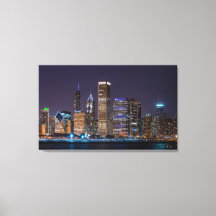 Canvas - Chicago Skyline Illinois con cielo noctur