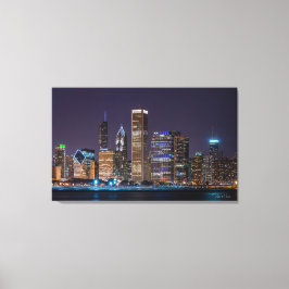 Lienzo Canvas - Chicago Skyline Illinois con cielo noctur