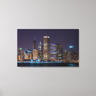 Lienzo Canvas - Chicago Skyline Illinois con cielo noctur
