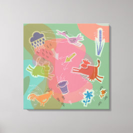 Lienzo Canvas cow chicken bird