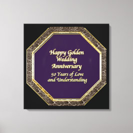 Lienzo Canvas de aniversario de oro y mármol feliz Boda