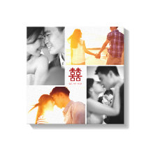 Canvas de Collage de fotos Monograma Red Double Ha
