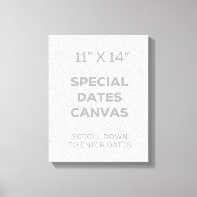 Lienzo Canvas de fechas especiales de 11" x 14" (Anverso)