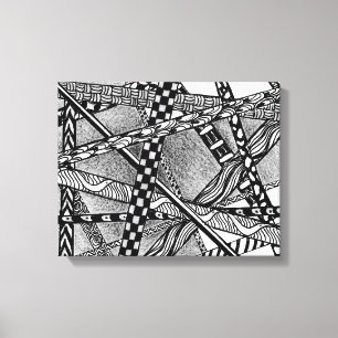 Lienzo Canvas de líneas blancas y negras entrelazadas de 
