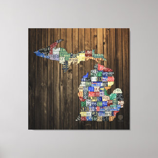 Lienzo Canvas de Mapa de Placas de Michigan Counties 2014