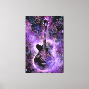 Lienzo Canvas de música de guitarra Imprimir negro morado