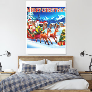 Lienzo Canvas de Navidades de esleigh animal festivo de 3