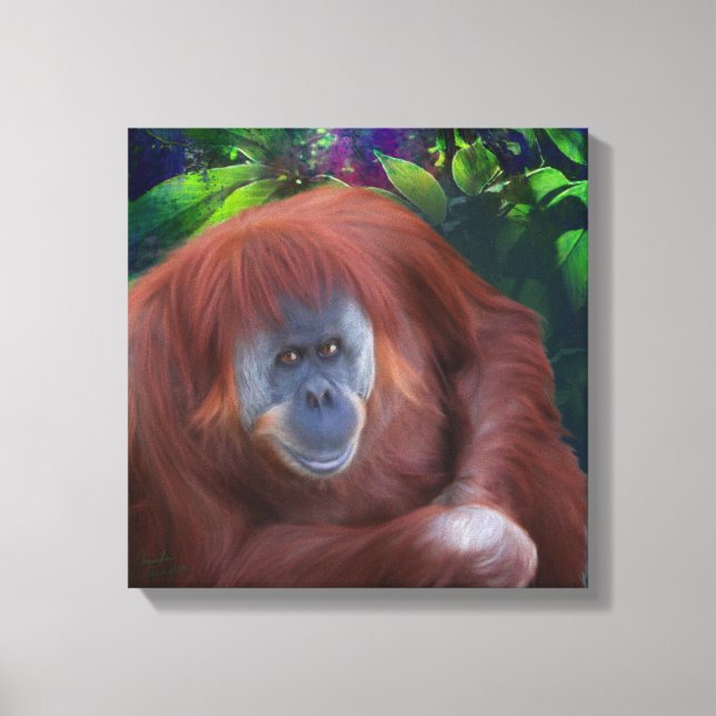 Lienzo Canvas de rayas Orangutan 14x14 (Anverso)