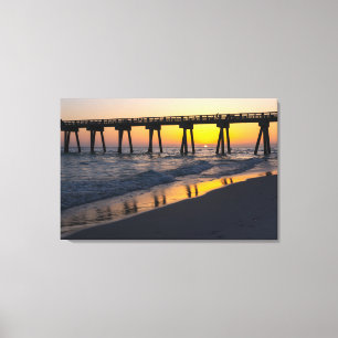 Lienzo Canvas de reflexión sobre la puesta de sol en la p