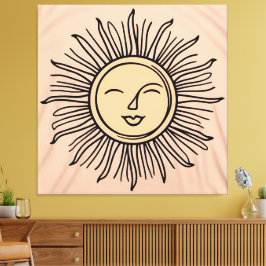 Lienzo Canvas de símbolo de sol Minimalista Boho - Espíri