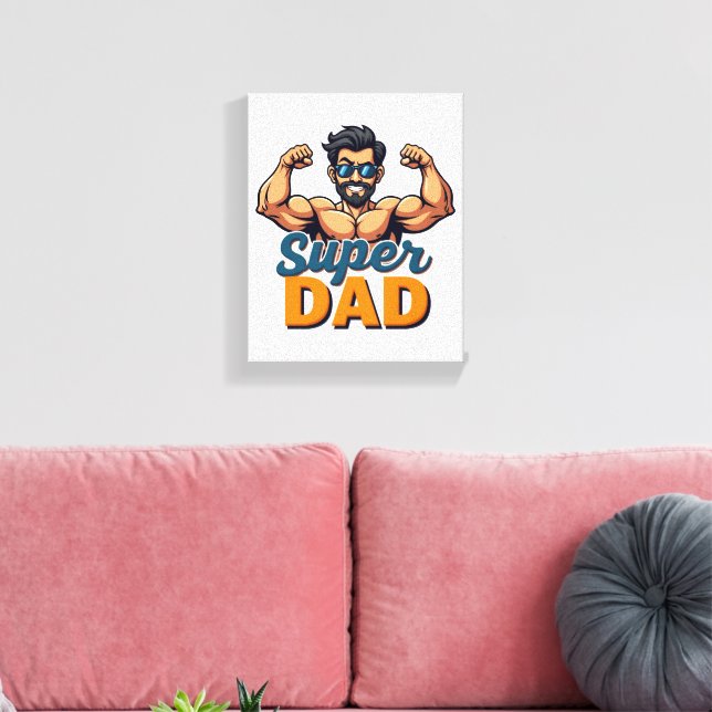 Lienzo Canvas de Super Dad - Audaz Funny Wall Art (Insitu (Sala de estar))