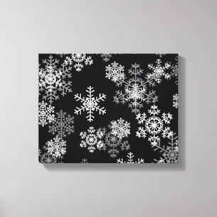 Lienzo Canvas de vacaciones Art-Black & White Snflakes