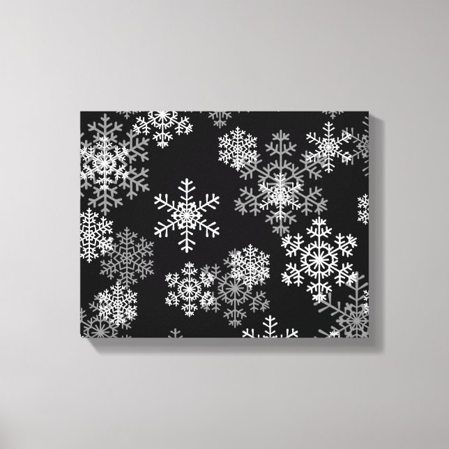 Lienzo Canvas de vacaciones Art-Black & White Snflakes (Anverso)