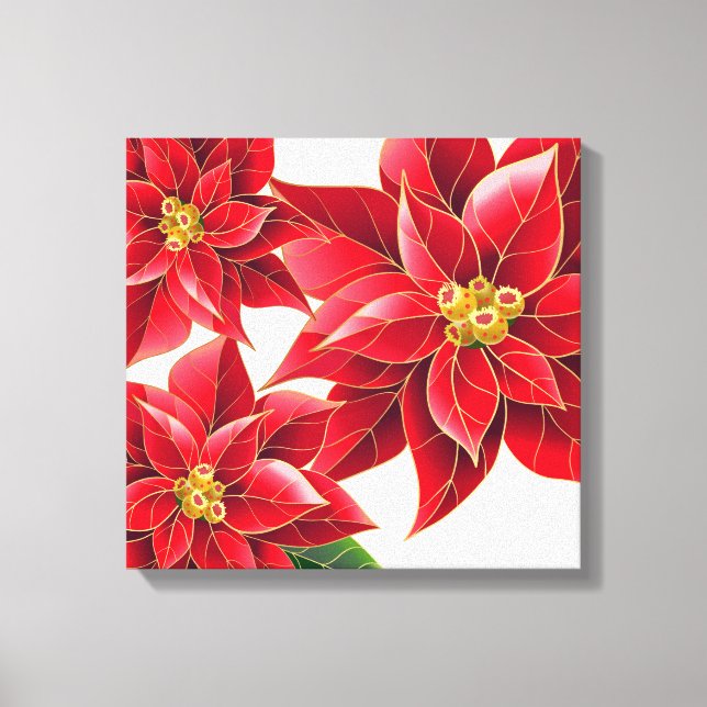 Lienzo Canvas de vacaciones de poinsettias Art-Red (Anverso)