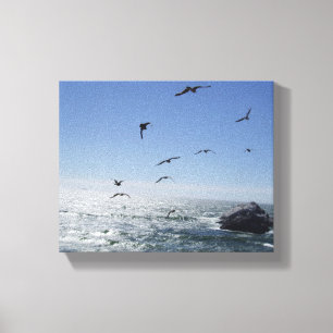 Lienzo Canvas envueltas de océano y gaviotas
