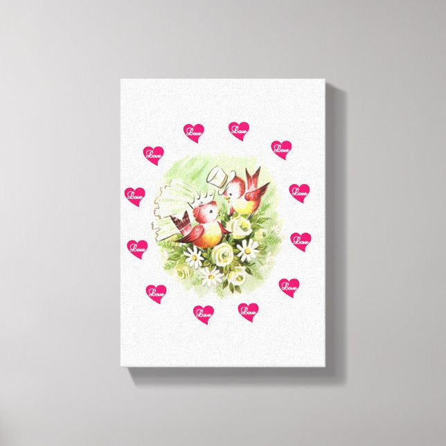 Lienzo Canvas estiradas imprimen pájaro de San Valentín (Anverso)