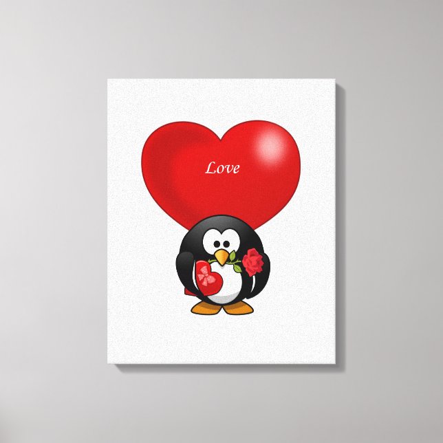 Lienzo Canvas estiradas imprimen pingüino de San Valentín (Anverso)