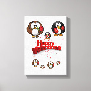 Lienzo Canvas estiradas imprimen pingüino de San Valentín