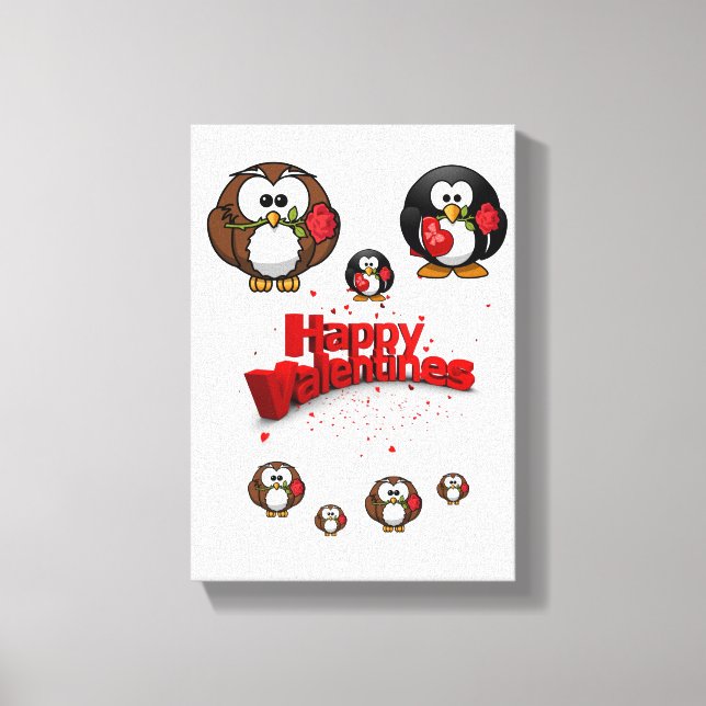 Lienzo Canvas estiradas imprimen pingüino de San Valentín (Anverso)