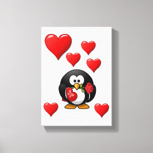Lienzo Canvas estiradas imprimen pingüino de San Valentín