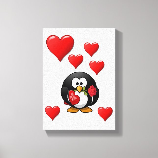 Lienzo Canvas estiradas imprimen pingüino de San Valentín (Anverso)