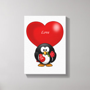 Lienzo Canvas estiradas imprimen pingüino de San Valentín