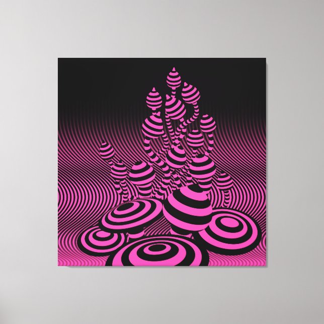 Lienzo Canvas gigantes Neon Fuchsia Magic Mushrooms 1 m². (Anverso)