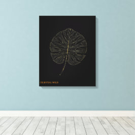Lienzo Canvas Golden Monstera Leaf Modern Noir Decor