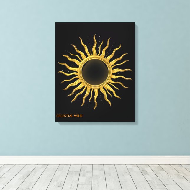 Lienzo Canvas Golden Solar Eclipse Celestial Wall Art (Insitu (piso de madera))