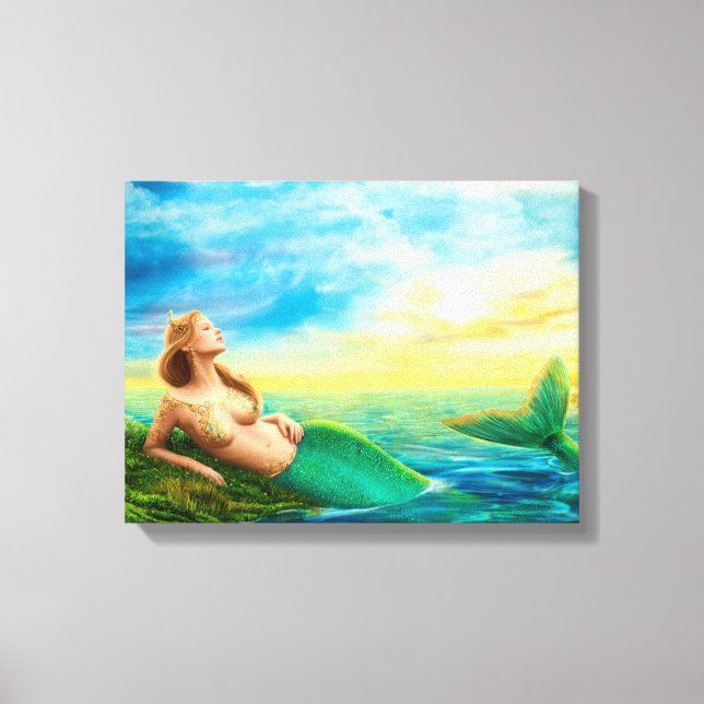 Lienzo Canvas Imprimir sirena de fantasía al atardecer (Anverso)