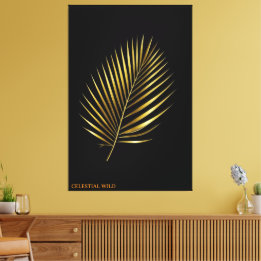 Lienzo Canvas Majestic Golden Palm Frond Tropical Art