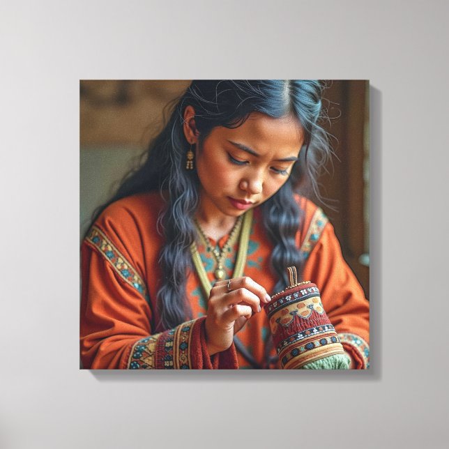 Lienzo Canvas Print (Beading a Moccasin) (Anverso)