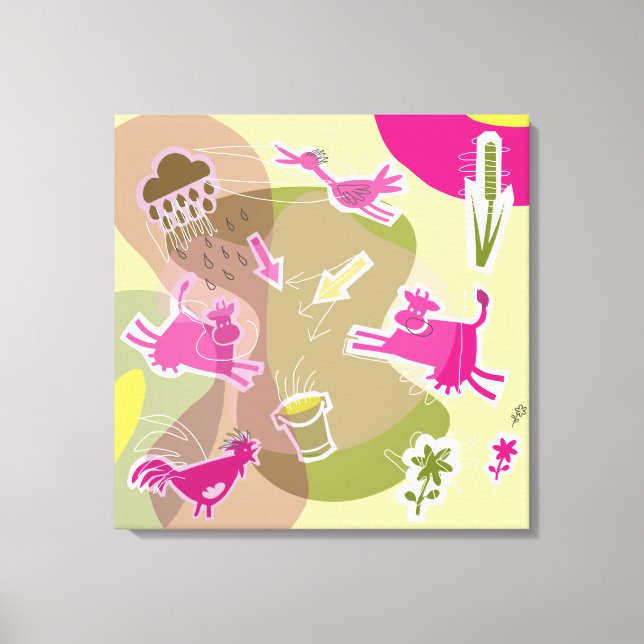 Lienzo canvas roze koeien (Anverso)